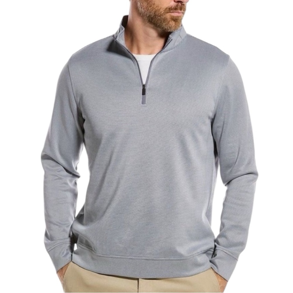 Hickey Freeman Grey 1/4 Zip-Up Golf Pullover Size M NWT
